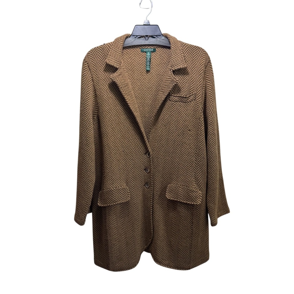 Lauren Ralph Lauren Tan Brown Herringbone Blazer